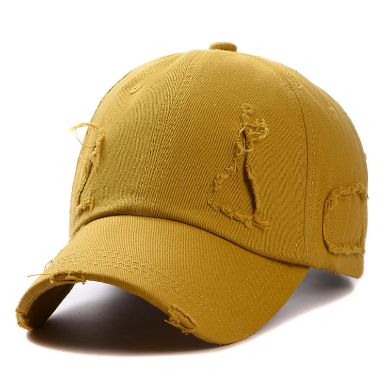 Trendy Worn Hole Streetwear Snapback Baseball Cap