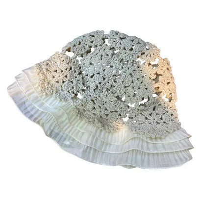 Lace Knitted Hollow Large Brim Korean Bucket Hat