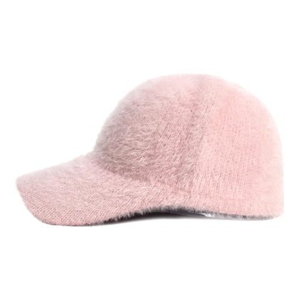 Fluffy Knitted Warm Winter Baseball Cap