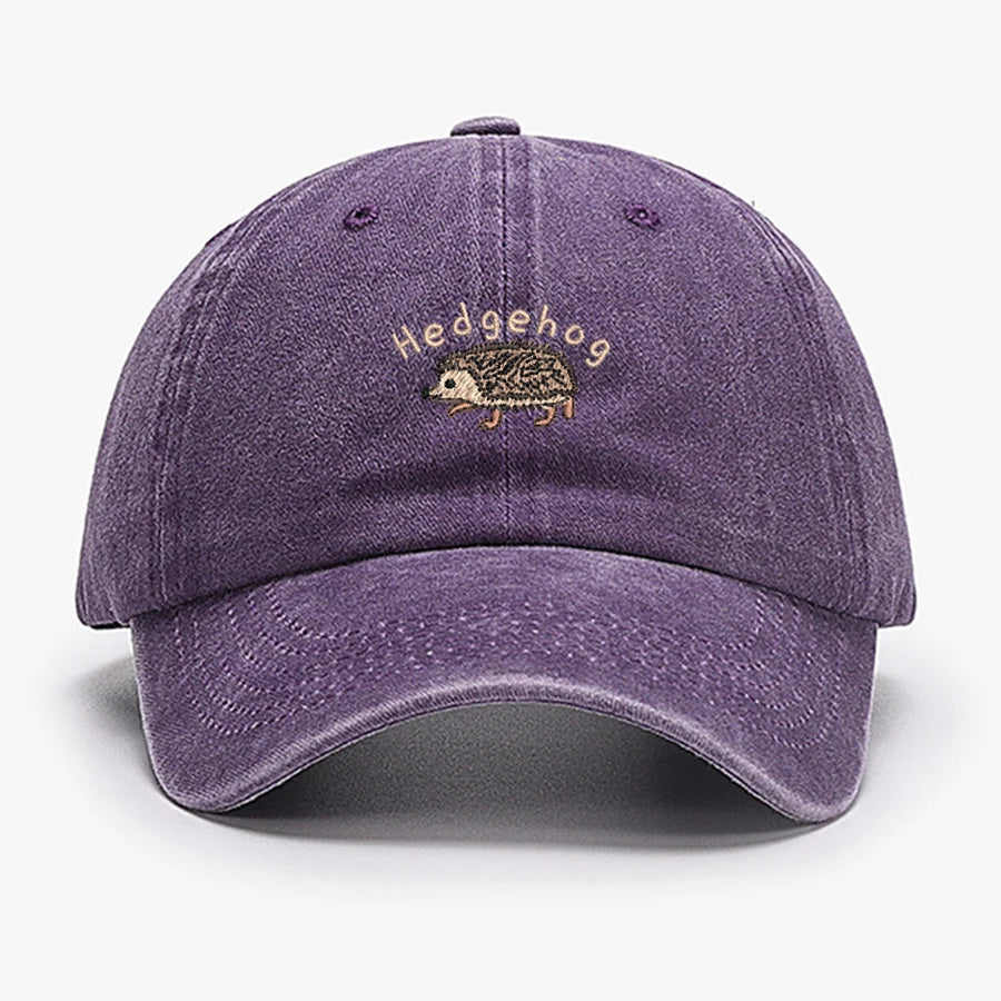 Mini Hedgehog Embroidery Vintage Cotton Baseball Cap