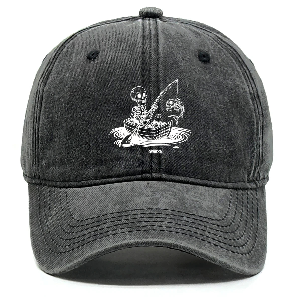 Fishing Skulls Washed Cotton Snapback Caps