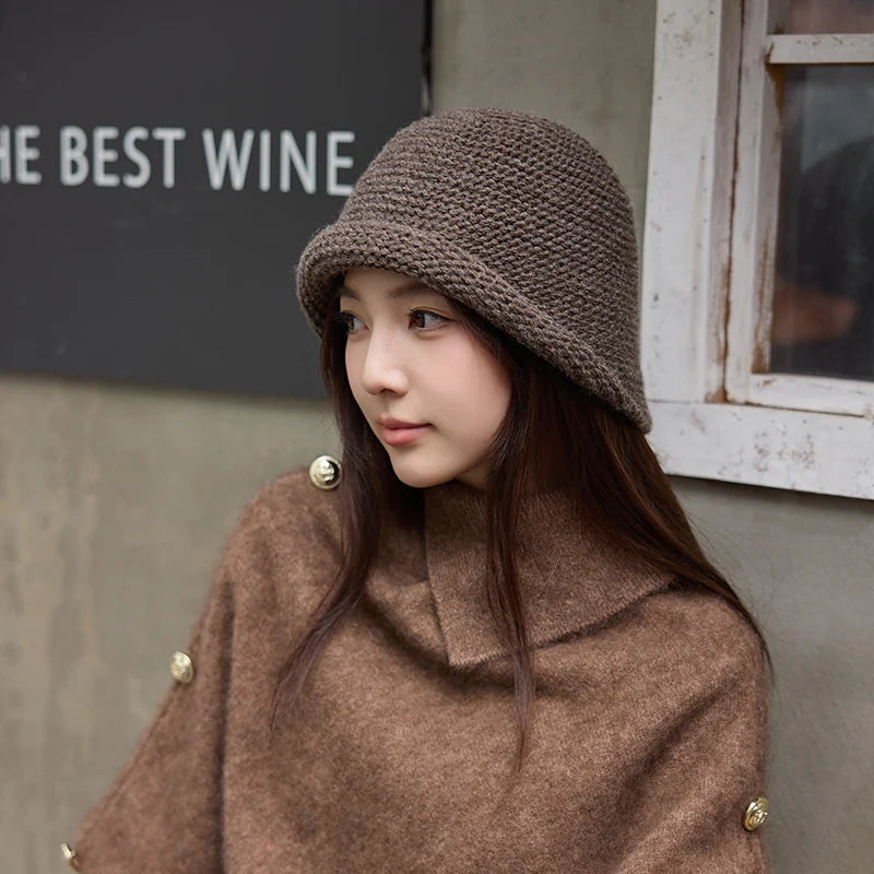 Women Thick Knit Rolled Edge Bucket Hat