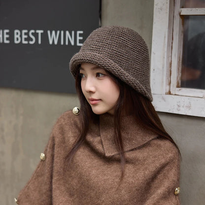 Women Thick Knit Rolled Edge Bucket Hat