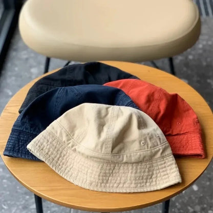 Casual Retro Japanese Style Short Brim Bucket Hat