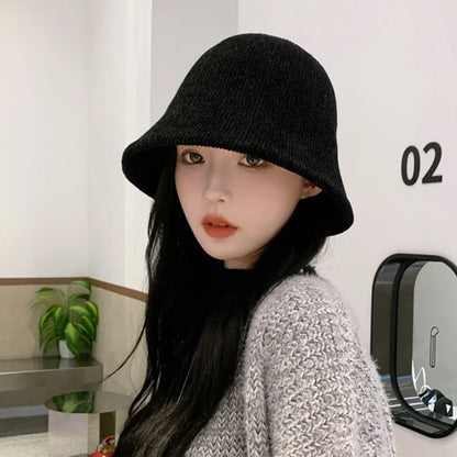 Chenille Knitted Warm Winter Bucket Hat