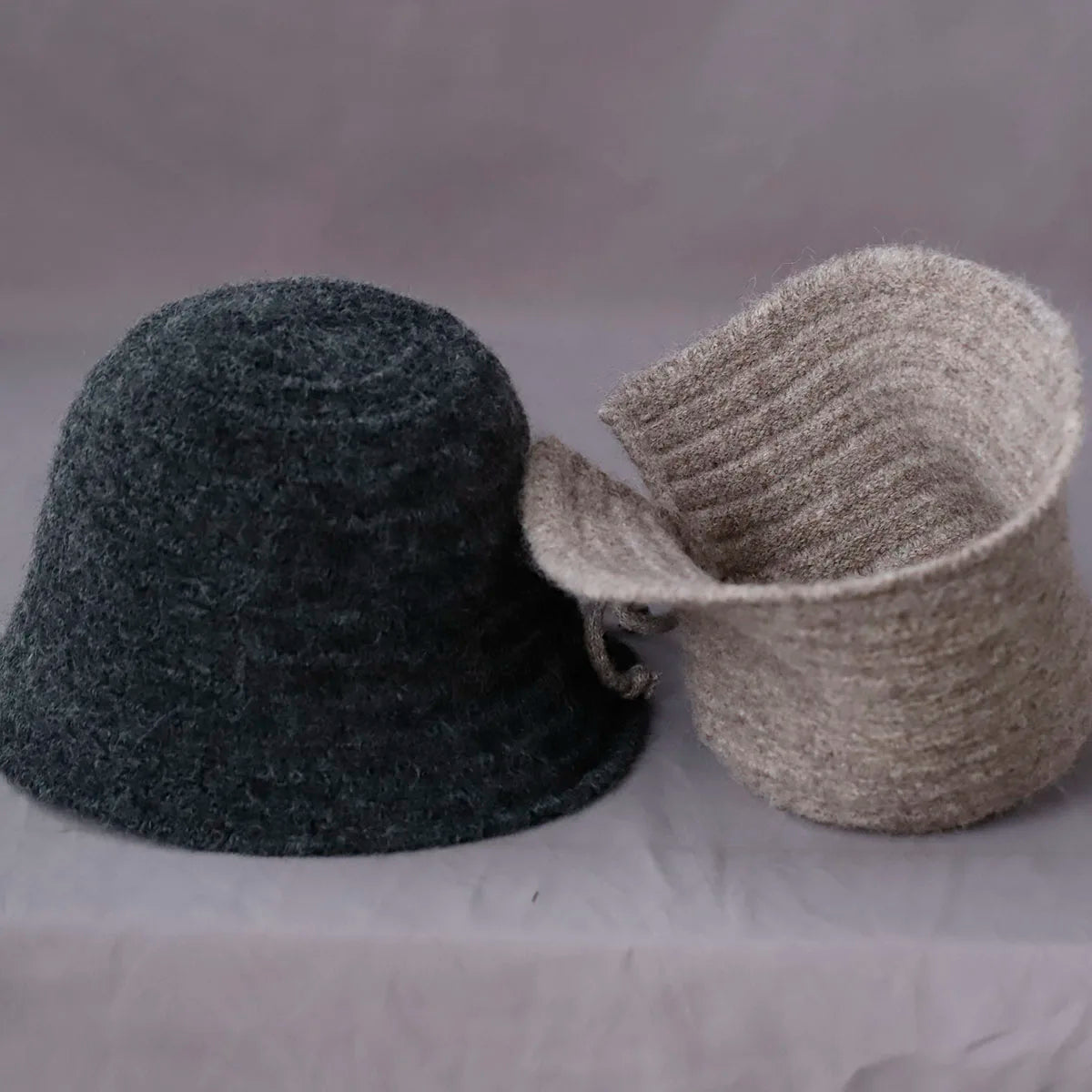 Women’s Wool Knit Bow Winter Bucket Hat