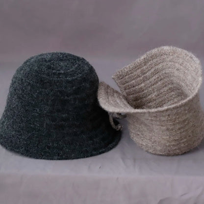 Women’s Wool Knit Bow Winter Bucket Hat