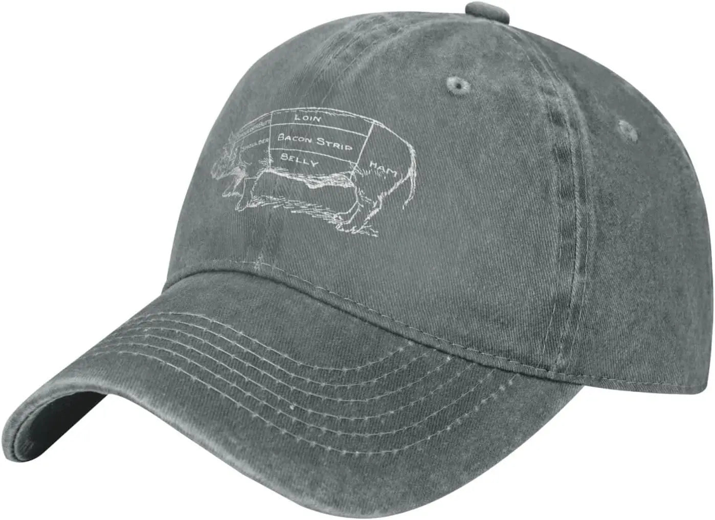 Pig Butcher Chart Distressed Cotton Baseball Cap