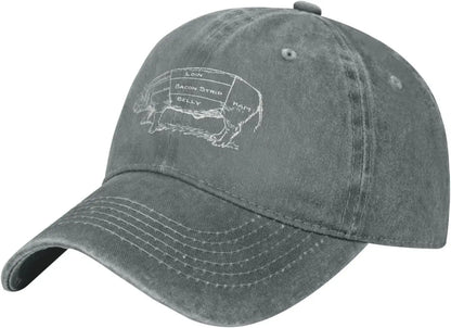 Pig Butcher Chart Distressed Cotton Baseball Cap