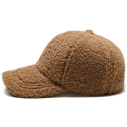 Lamb Wool Plush Winter Baseball Cap