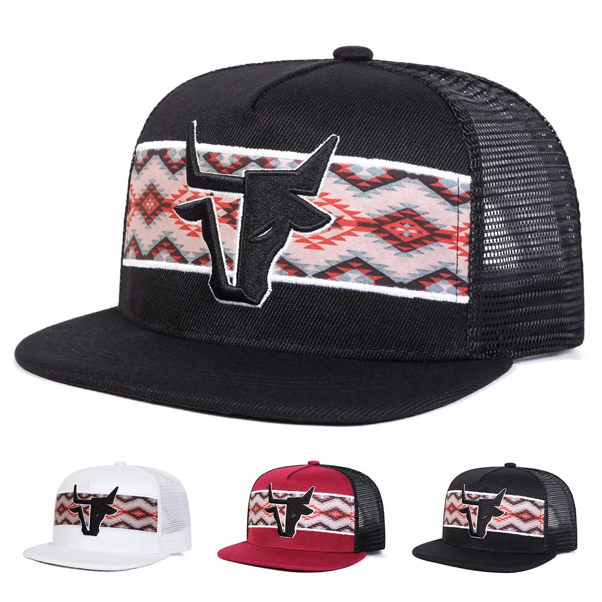 Unisex Personalized Bull Head Embroidery Hip-hop Net Hats