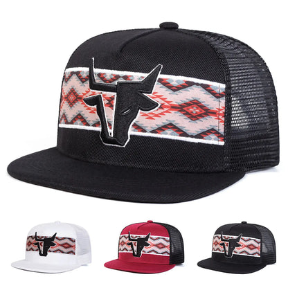 Unisex Personalized Bull Head Embroidery Hip-hop Net Hats