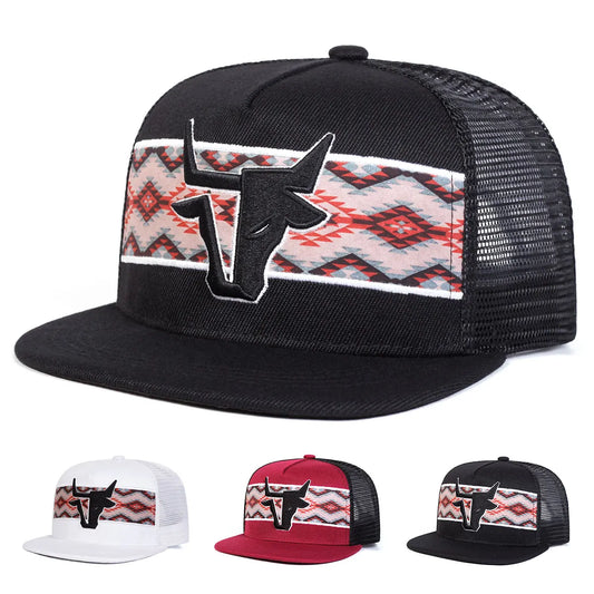 Unisex Personalized Bull Head Embroidery Hip-hop Net Hats