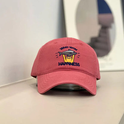 Cat Fish Embroidery Unisex Baseball Cap