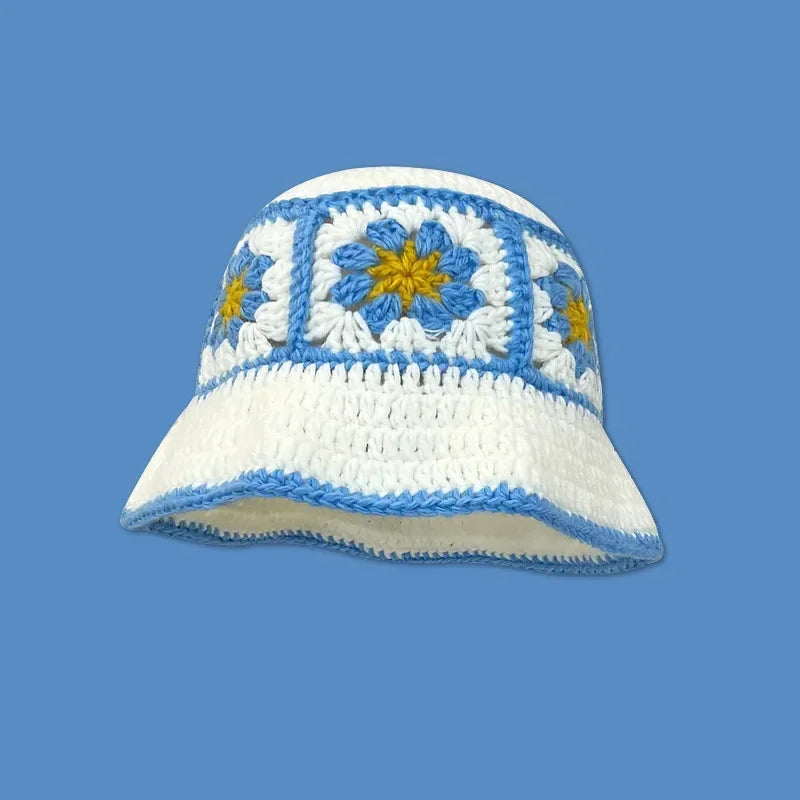 New Korean Handmade Crochet Flower Bucket Hat