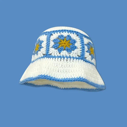 New Korean Handmade Crochet Flower Bucket Hat