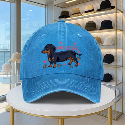 Dachshund Love Graphic Washed Cotton Baseball Cap