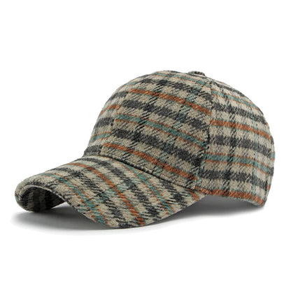 Plaid Fleece Blend Thick Warm Retro Baseball Hat