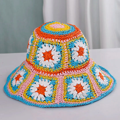 Wide Brim Foldable Summer Straw Bucket Hat