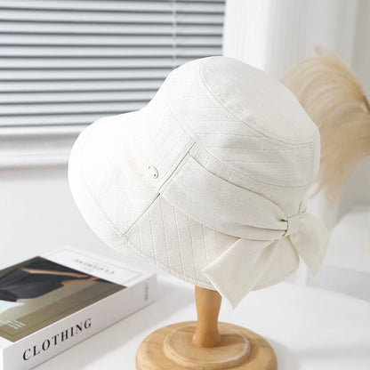 Women's Bucket Hat With Bow Solid