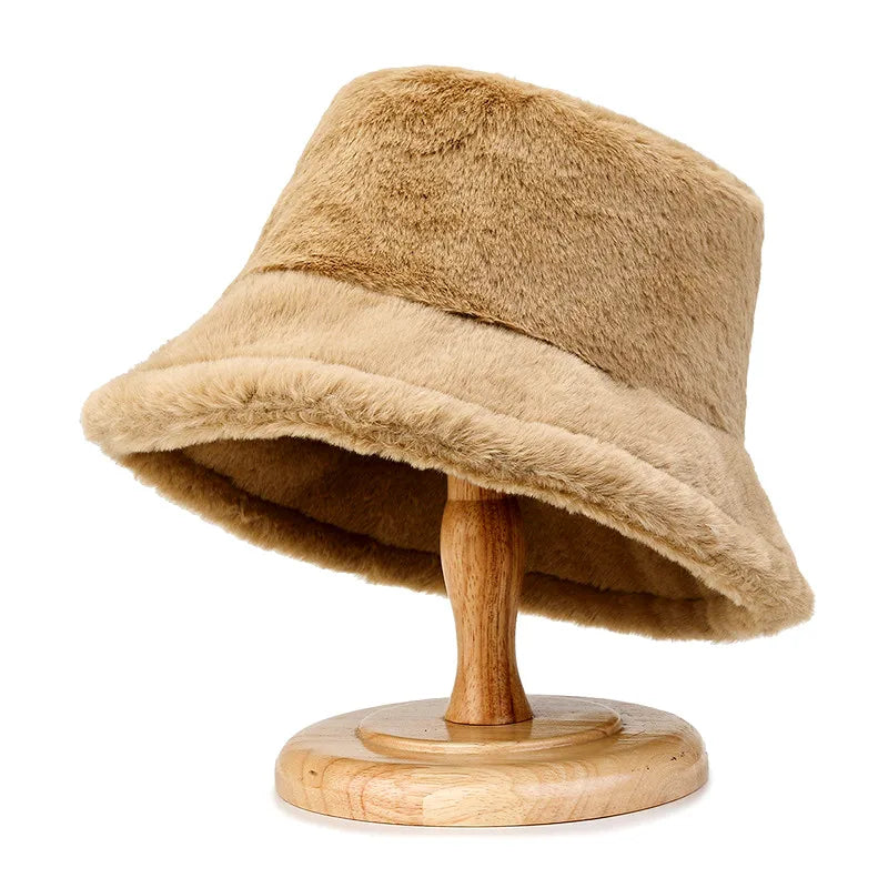 Korean Lamb Faux Fur Winter Bucket Hat