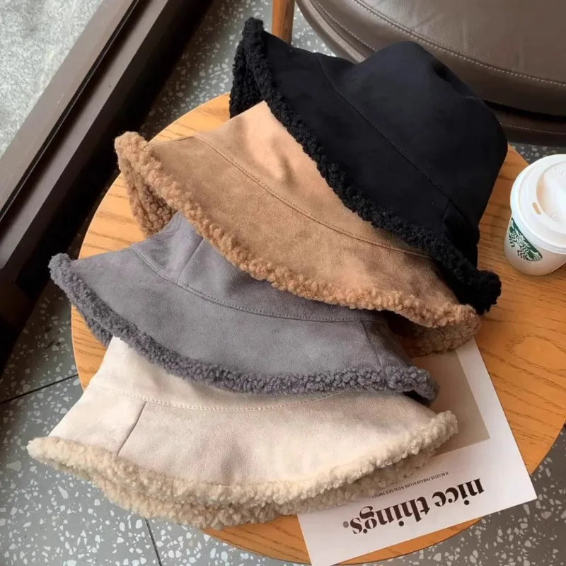 Women's Double-Sided Lamb Plush Bucket Hat