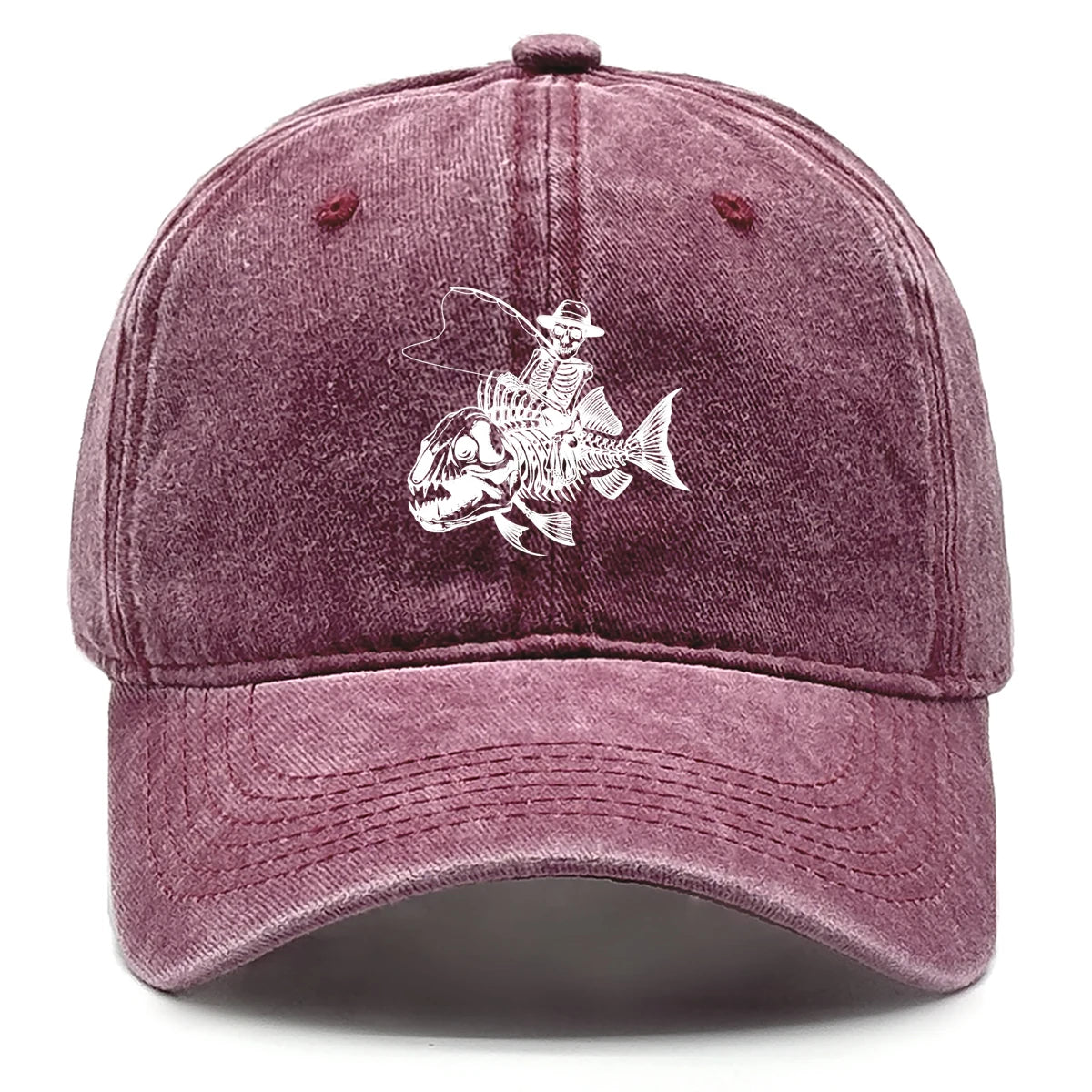 Fishing Skulls Washed Cotton Snapback Caps