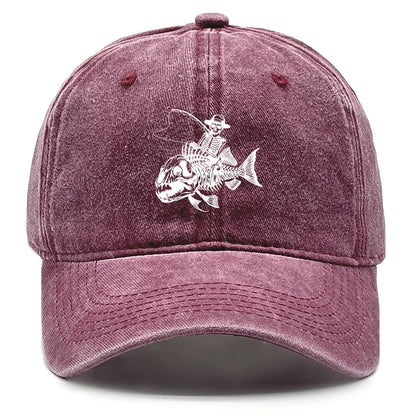 Fishing Skulls Washed Cotton Snapback Caps