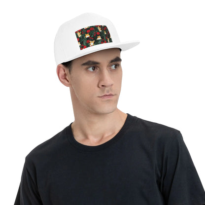 Corgi Dog Garden Scene Breathable Snapback Cap