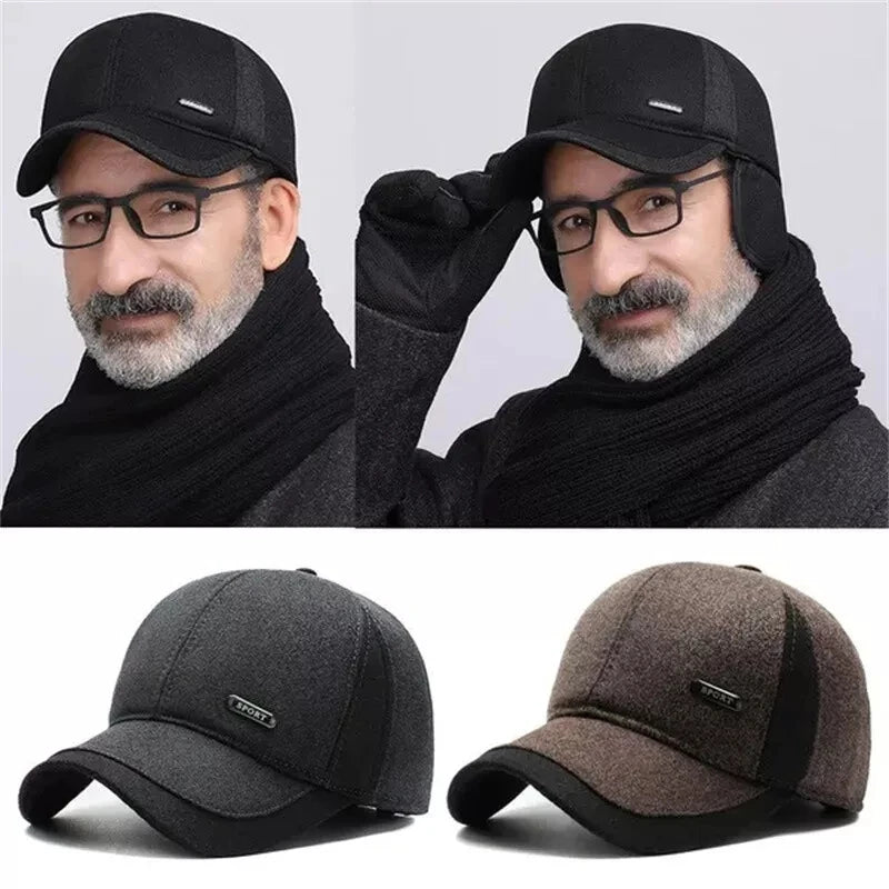 Waterproof Sports Baseball Cap Adjustable Lined Earflap Winter