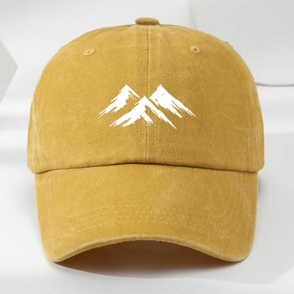Mountain Print Washed Retro Duckbill Baseball Cap
