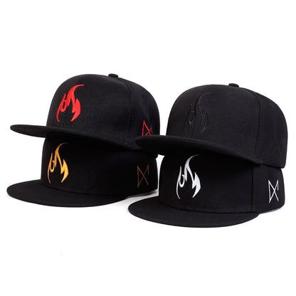 Unisex Flame Embroidery Hip-hop Hat