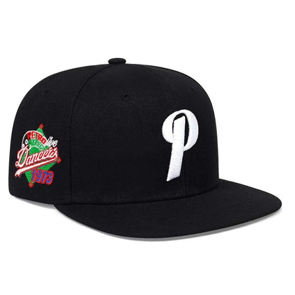 Unisex P Letter Embroidered Snapback Cap Outdoor Sports