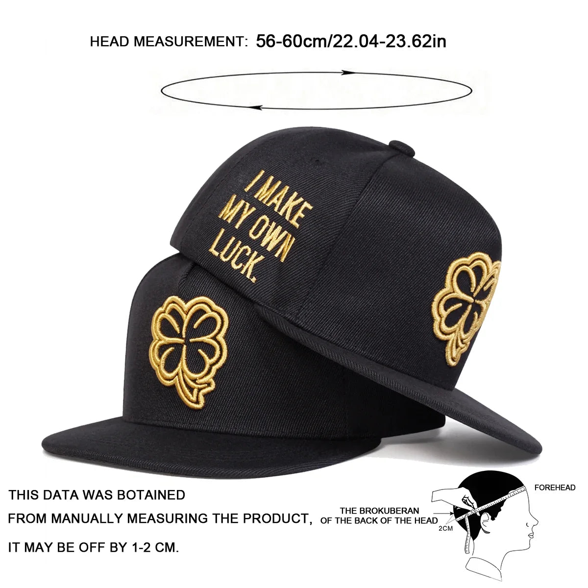 Unisex Four Leaf Clover Embroidery Hip Hop Snapback Cap