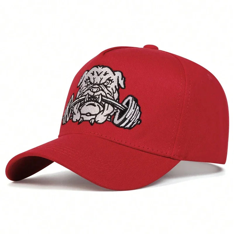 Bulldog Dumbbells Embroidered Sports Baseball Cap