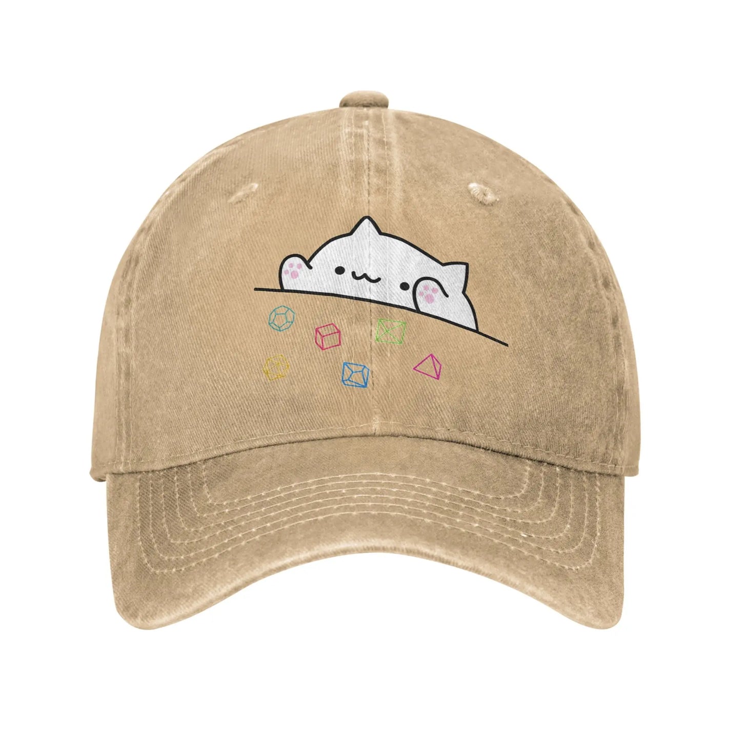 Vintage Dice Cat DnD Distressed Denim Snapback Baseball Cap