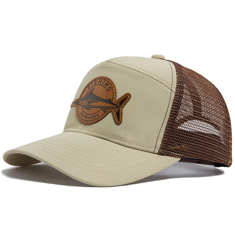 Shark Leather Trucker Mesh Baseball Cap