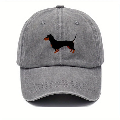 Retro Dachshund Cartoon Print Baseball Cap