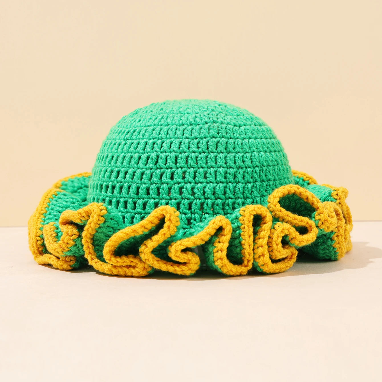 Multicolor Ruffle Knitted Wool Bucket Hat