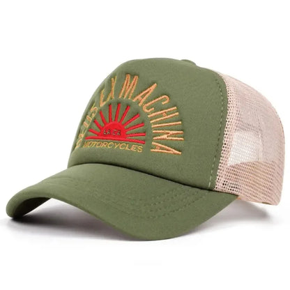 Color Block Embroidered Mesh Trucker Baseball Cap