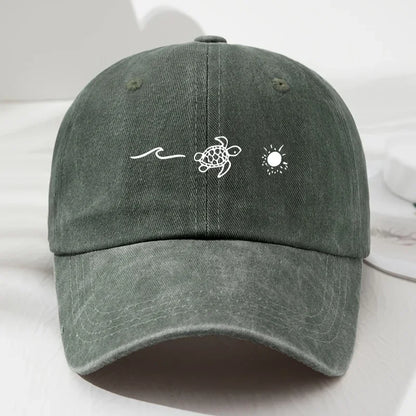 Vintage Turtle Print Duckbill Baseball Cap