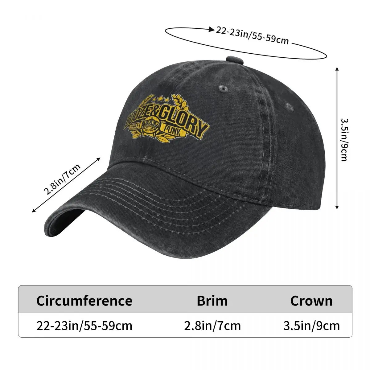 Booze Glory Skinhead Denim Outdoor Baseball Cap