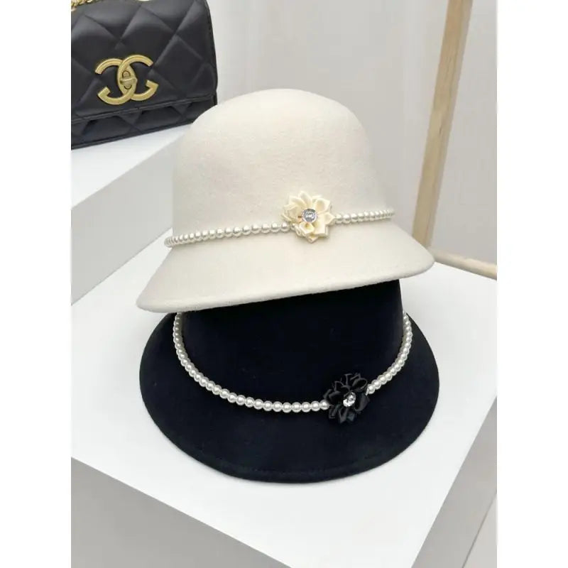 Pearl Embellished French Vintage Bucket Hat