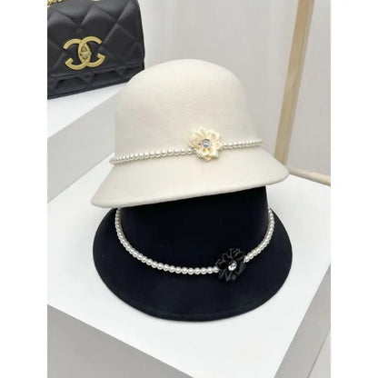 Pearl Embellished French Vintage Bucket Hat