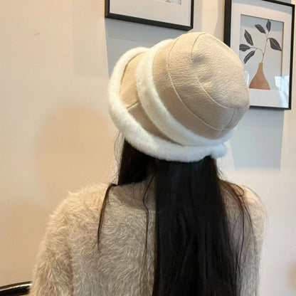 Women Plush Winter Ear Protection Bucket Hat