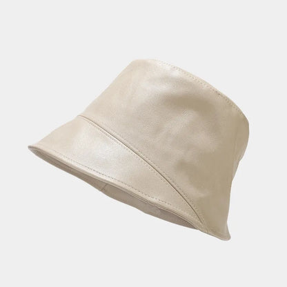 PU Solid Color Bucket Hat for Women and Girls