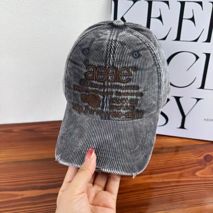 Korean Vintage Camouflage Letter Embroidered Snapback Baseball Hat