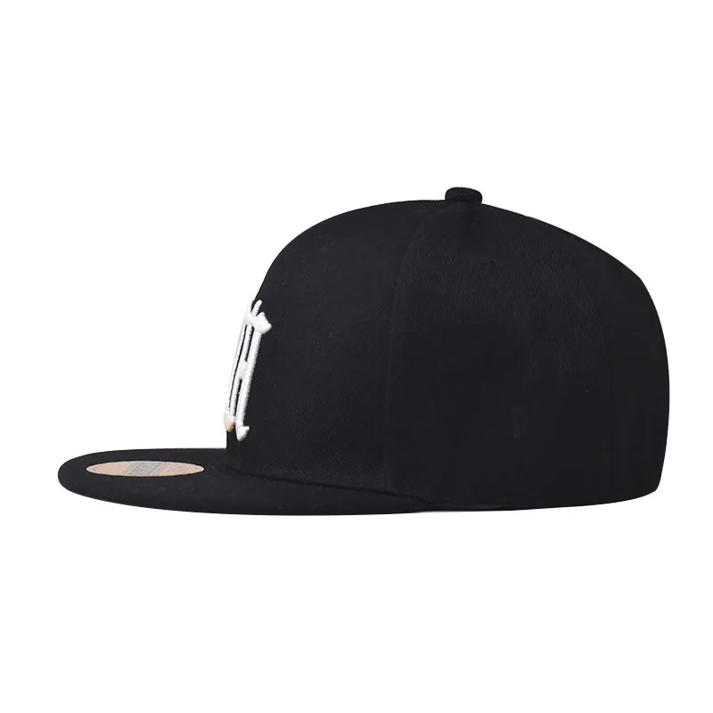 Unisex HH Letter Embroidery Flat Brim Hip Hop Cap