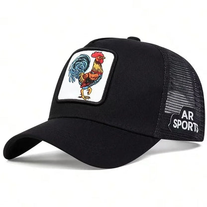 Animal Embroidered Rooster Mesh Baseball Cap