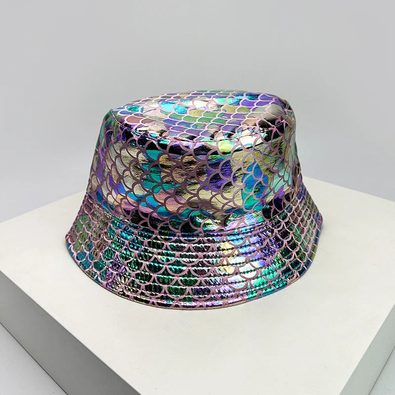 Shiny PU Leather Colorful Bucket Hats